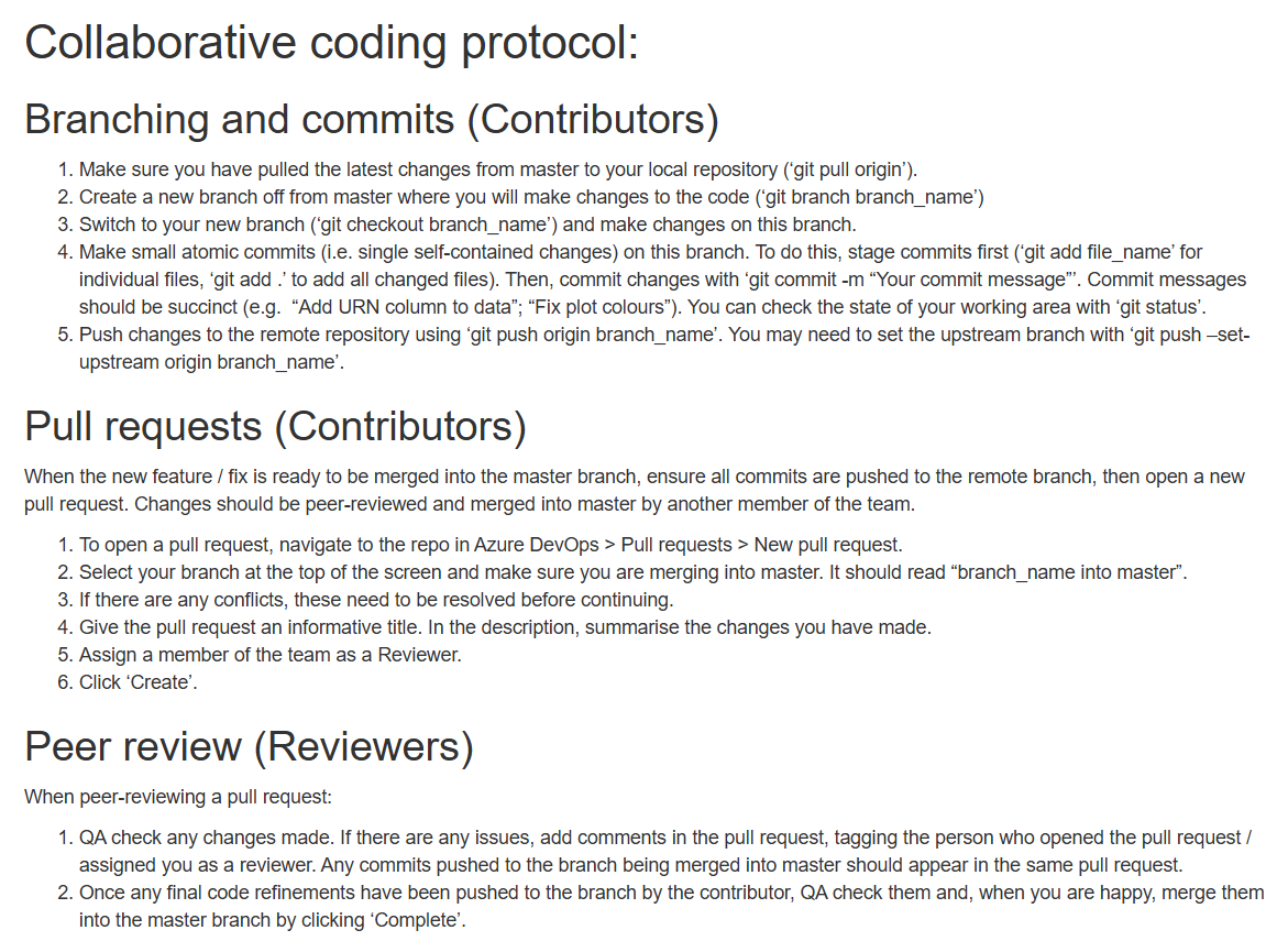 A screenshot of the collaborative coding protocol from the project README.