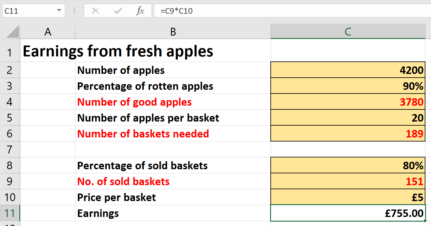 Splitting calculations up into steps makes the process much easier to follow.